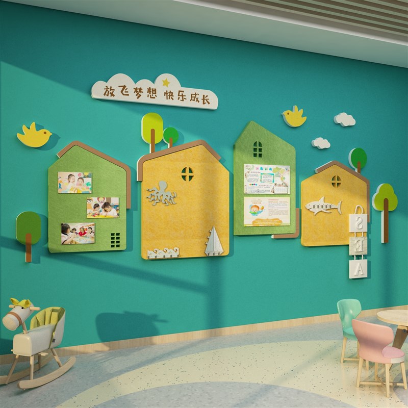 毛毡板墙贴纸楼梯走廊过道文化装饰幼儿园环创主题墙成品布置材料