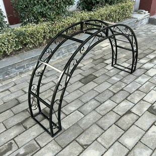欧式铁艺花架拱门爬藤架庭院门垛月季三角梅支Q架半拱门头攀爬支