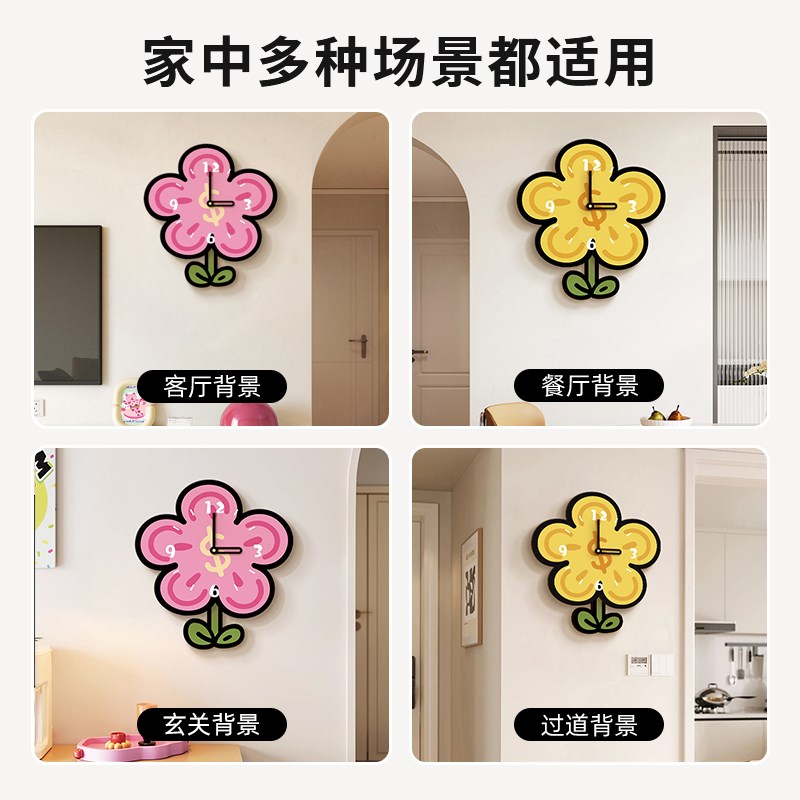 多巴胺钟表挂钟客厅2025新款墙面装饰画时钟挂墙电视背景墙壁挂画