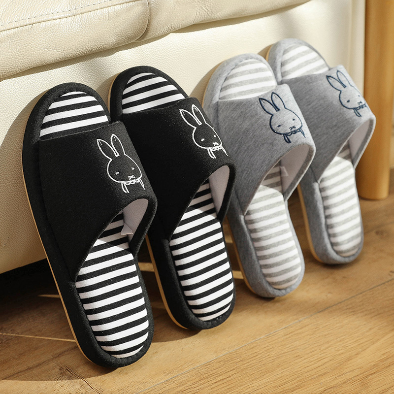 家居拖鞋室内居家可爱情侣春秋木地板棉布拖鞋女家用防滑四季男士
