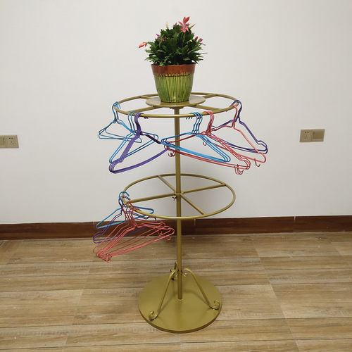 铁艺金色宠物狗服装架子圆形挂衣架可旋转多层内衣裤展示架落地式