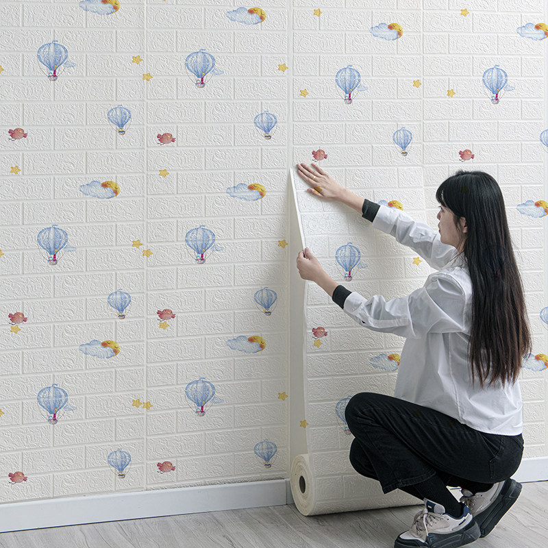 墙纸自粘防水防潮墙贴卧室墙面装饰壁纸儿童房间墙壁改造遮丑神器