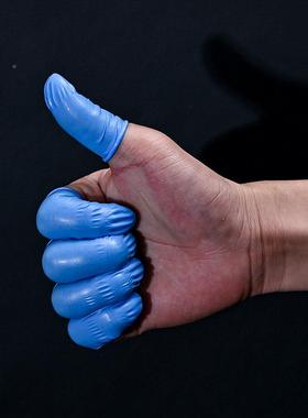 一次性防静指电手套蓝色白色RCO丁工腈套无卤指套防滑业作业指指