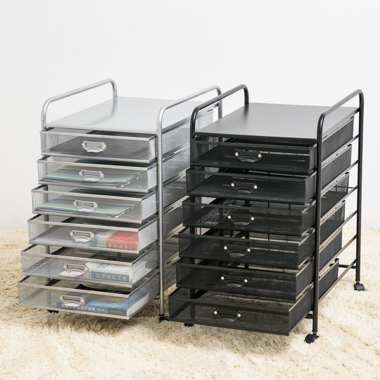 铁艺多层A4文件j架带抽屉推车办公资料收纳柜桌下档案分类置物架A