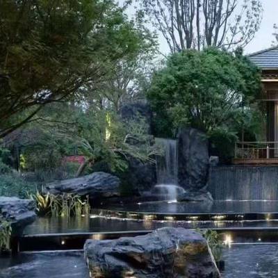 天然石黑山石枯水造景石院庭绿地草坪山景观石黑山石250224摆件假