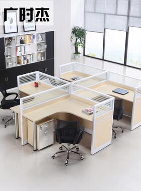 断定45简款白色约屏风隔办公室4人位139现代员工工位组合办公桌制