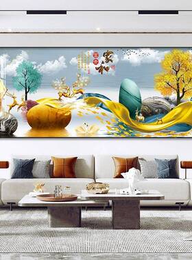 挂画轻奢晶瓷画SF735454画客厅装饰画大壁气横山水画版新中式沙发