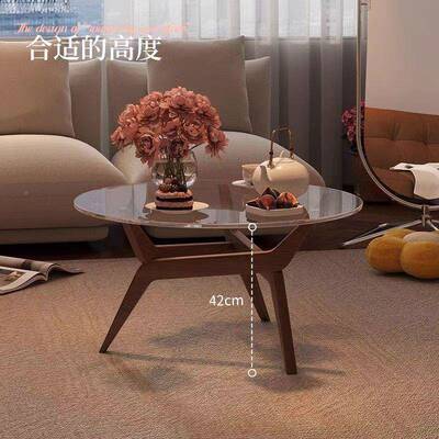 现简约客茶几小户型茶几阳台休闲代桌椅古圆形可移动厅法式OFK复