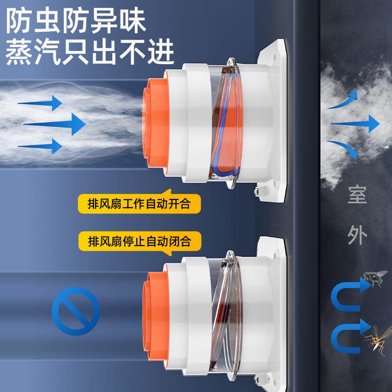 换回止逆阀厨房烟道专用抽烟机排烟风管变径止油阀防烟366宝止烟