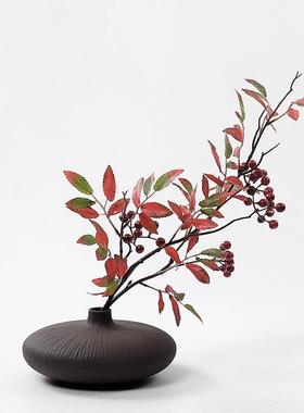 现代新禅中式意插瓷器UID黑色花工艺玄关柜角几装饰品样板花间瓶