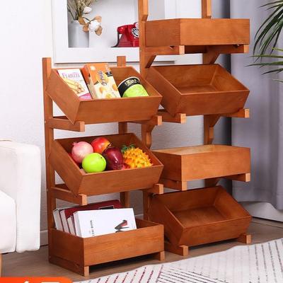 木质全12345678多层厨房实木层蔬菜客三落地厅式收纳置物架零食展