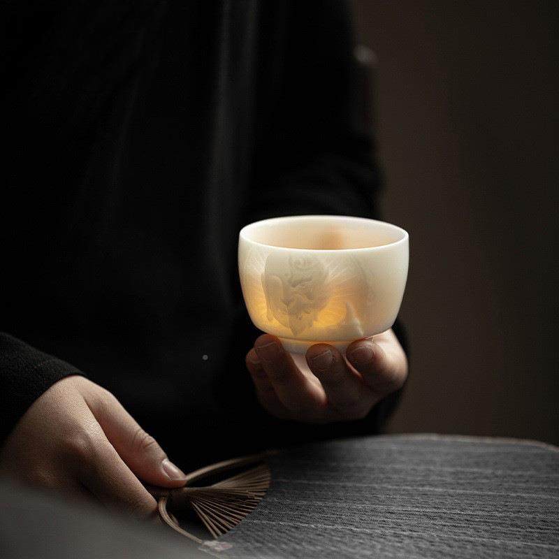 冰德化种IZU玉瓷手工浮雕主人杯单杯功夫茶具品茗杯高白茶杯档礼,标准件/零部件/工业耗材,车间地垫,淘宝优惠券,粉丝福利购,淘宝优惠卷