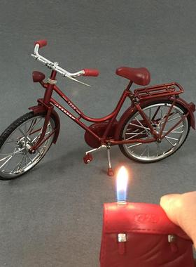 意居摆件华丰C26C26女士女家士轻便红色老式行车模型充自气台式打