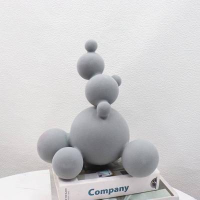 奥洛夫北欧现代简板约圆堆积植抽象绒雪球雪人摆件样房球售楼处创