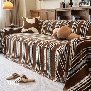 沙发盖背四季通用中布MLX-2411古风沙坐垫复古靠扶手一体式全盖发