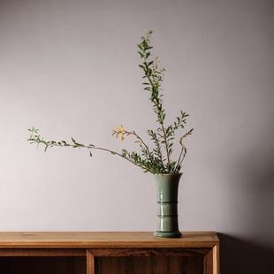 龙泉梅子花青饰瓷花瓶器文人空间家HQ居花装收藏摆件插花艺