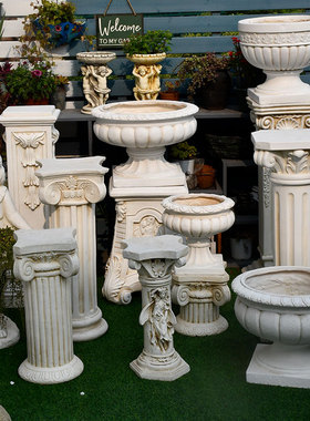 欧式花盆a罗马柱摆件婚庆婚礼道具柱子底座复古花园庭院阳台装饰