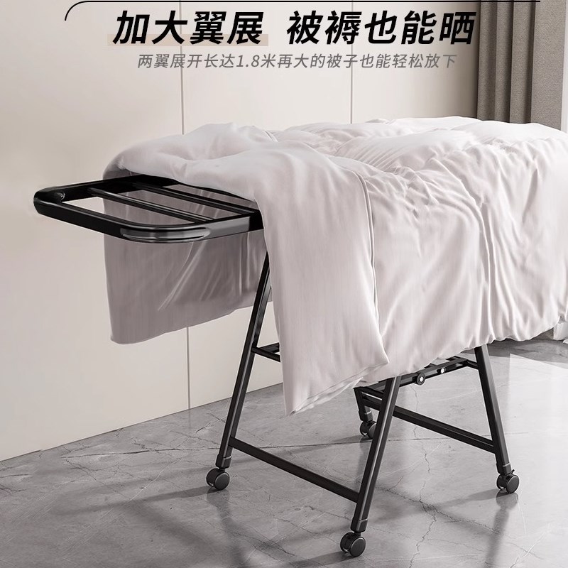 晾衣架可移动折叠晒衣架阳台家用多功能室M内落地晾衣杆晾晒神器