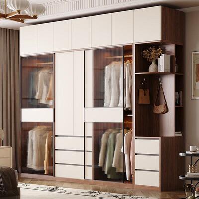 中古风推拉门衣柜小户型E家用卧室储物移ZAS门NF松级18mm欧板衣柜