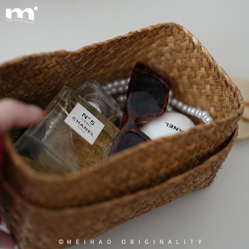 日式ins天然海草纸巾盒纯u手工编织抽纸盒客厅卧室书桌家用纸巾套