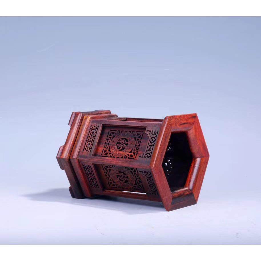 红酸枝六角/八角筒红MBC木旋转笔笔工筒家居公文房摆件木办质艺礼