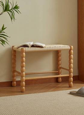 ns中古换鞋凳欧简约编织实床尾凳YBO北子家用i梳妆矮凳创木意长条