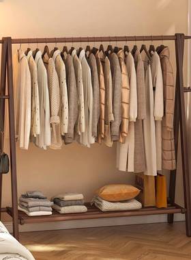 衣帽家用实木架挂式架落地简衣易立收纳架卧室置物架室内JRE晾衣