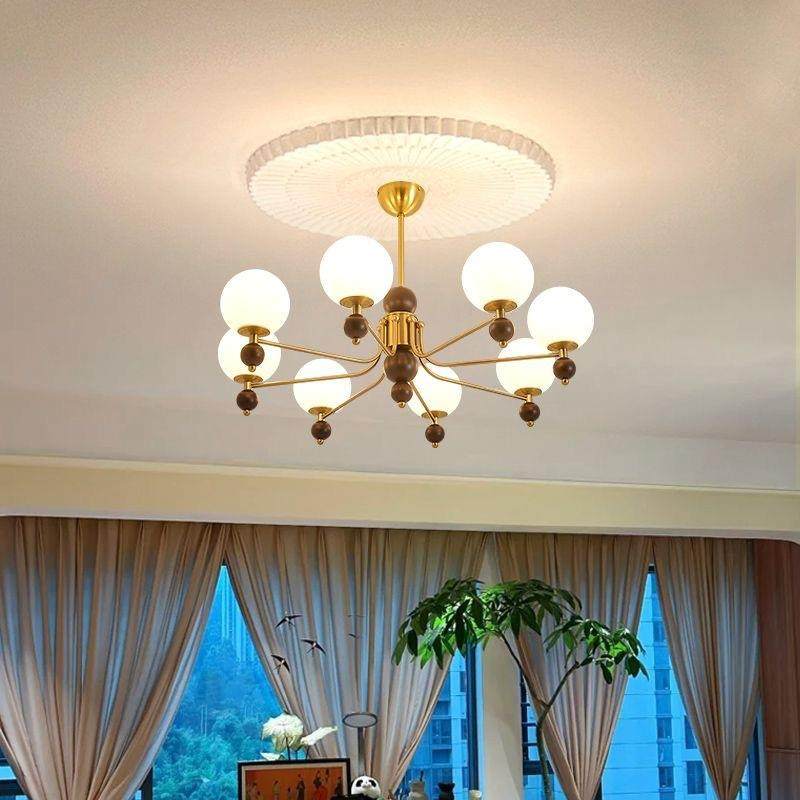 中古客厅灯新美式复古卧室厅法式128高级感实木款风魔豆大厅餐主