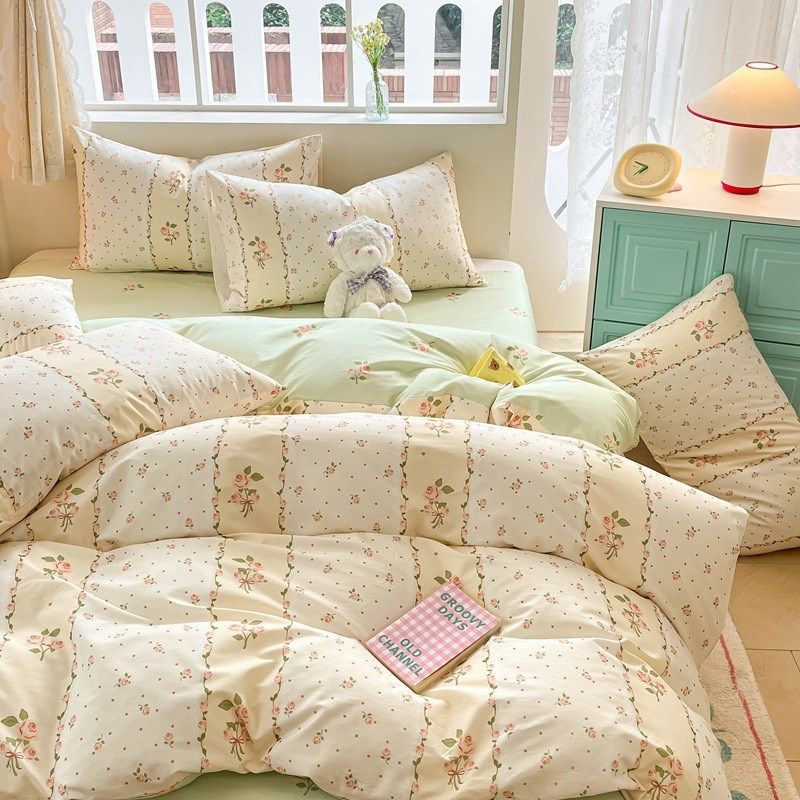 小清新纯棉四件套100全棉 被套罩床单学生单人宿舍床上三件套四季,床上用品,床品套件/四件套/多件套,淘宝优惠券,粉丝福利购,淘宝优惠卷