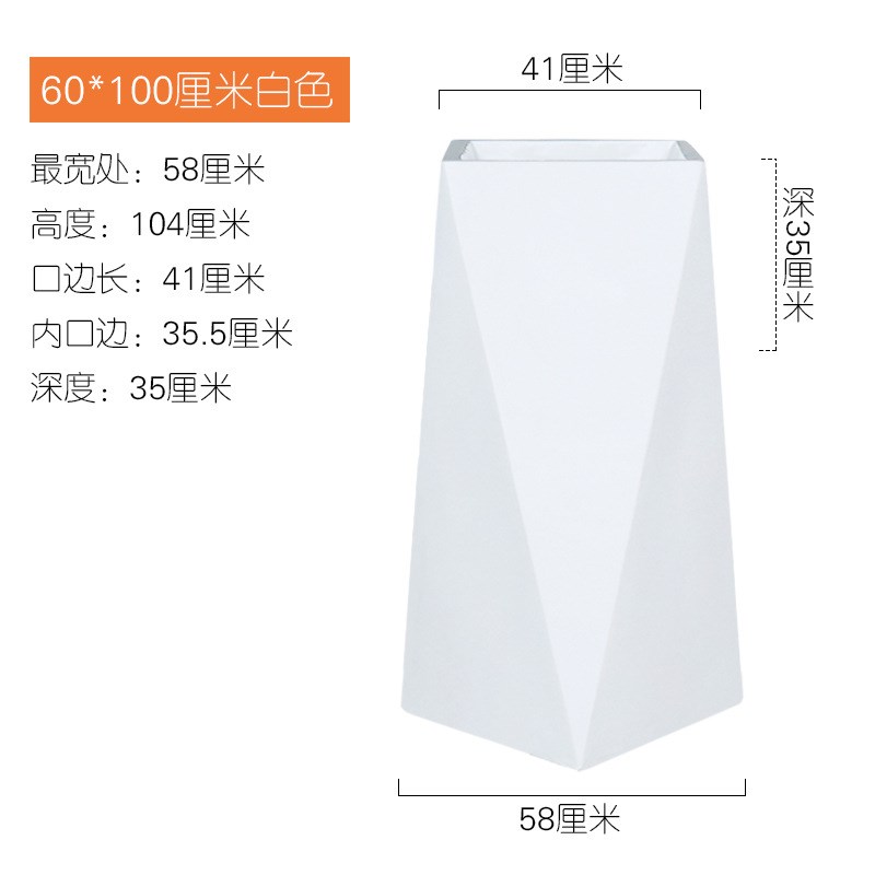 时尚几何造型玻璃钢大花盆落地大花瓶花器样板房商场客厅摆件装饰