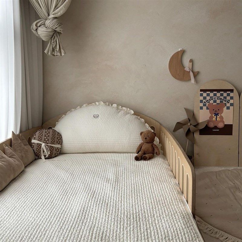 ins韩系儿童床头靠枕绗缝半圆花边靠垫婴儿床榻榻米全棉大靠背,居家布艺,床头靠垫,淘宝优惠券,粉丝福利购,淘宝优惠卷