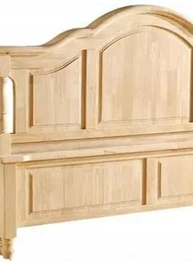 现货茬美式家床具橡胶38086木白胚床头尾白床1.8米双人单人实木床