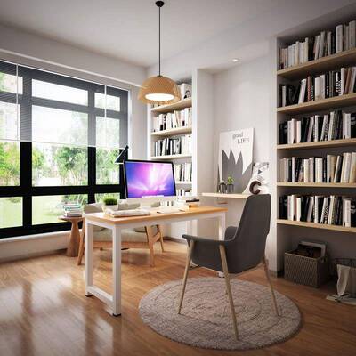 电脑桌台16864式家卧用室易书架约餐桌子写字简台学生学习办公桌