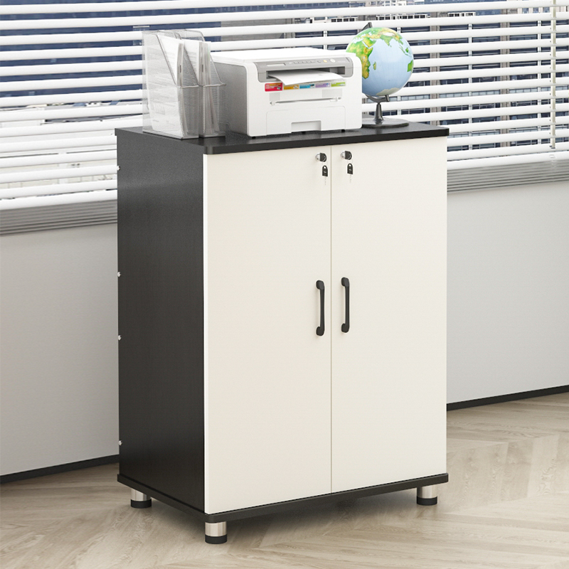 办公室移动文件柜带锁双开门收纳矮柜简约KE1级落地储物柜加高边