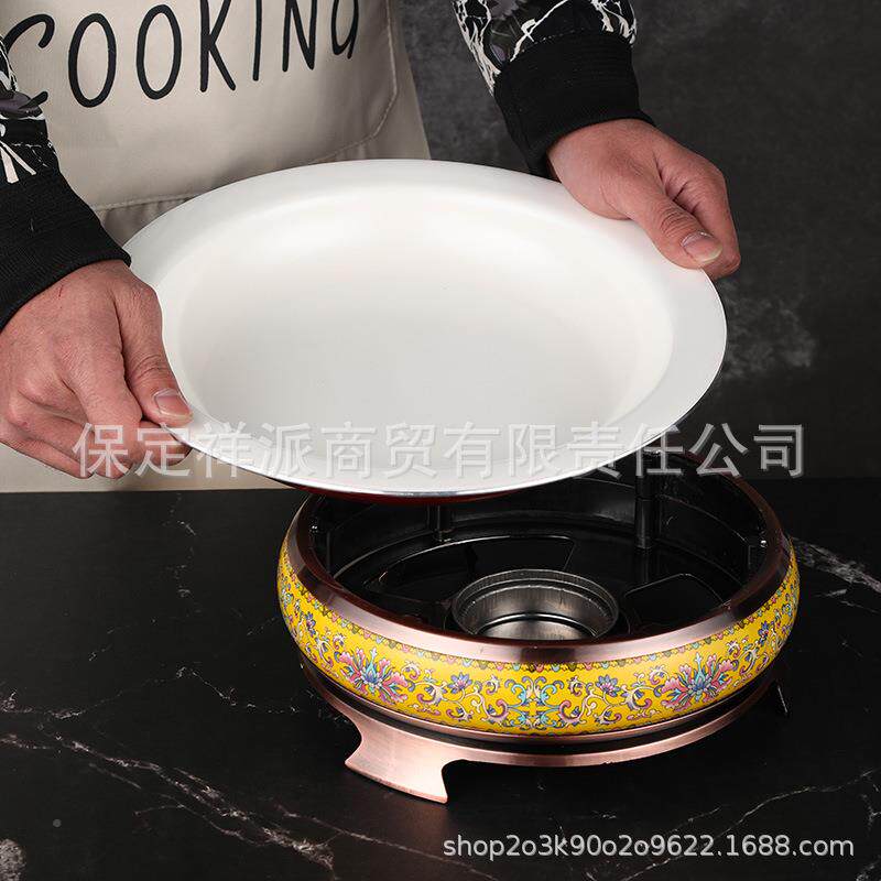 红干锅商锅铝合金干锅仔用酒精炉加厚网不粘锅鱼头锅锅xp-010平底