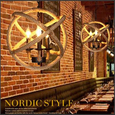 美式工复风服装咖业啡店网咖520酒吧台创古个性意餐厅灯麻绳铁艺