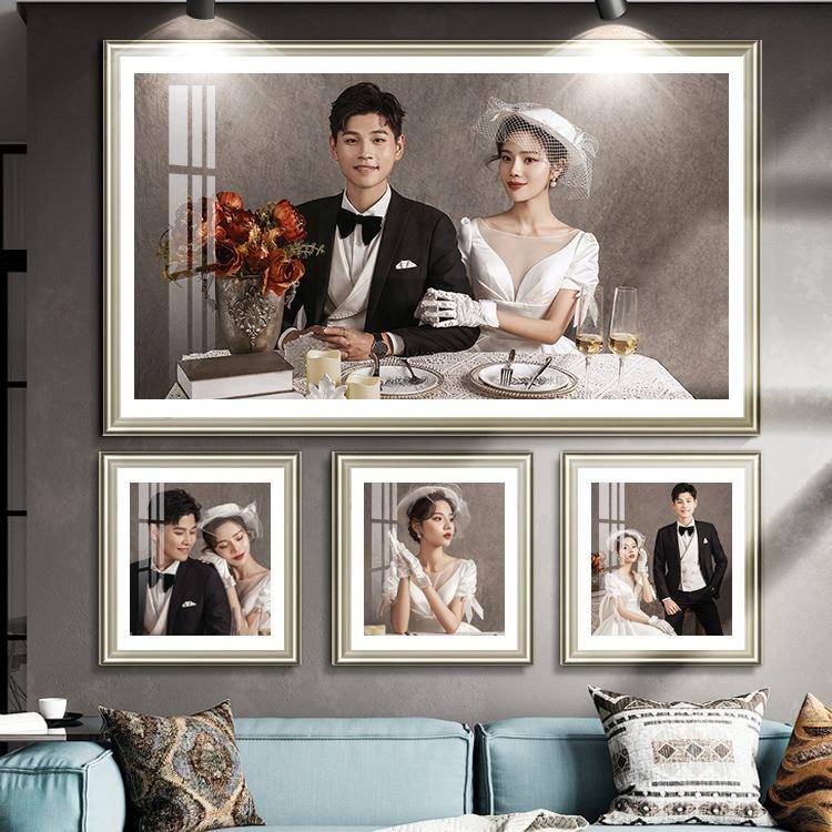 婚纱照相框放大挂墙结003婚洗照片162042寸打冲洗相做框摆印台挂