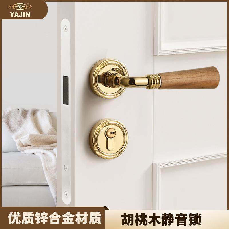 中古风胡桃木门锁静合室内卧室锌房门把手家用A19-397/复古金磁吸,基础建材,机械门锁,淘宝优惠券,粉丝福利购,淘宝优惠卷
