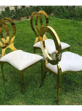 轻奢不锈钢18818镀金酒钛店餐椅婚宴会庆大餐厅椅现代家用时尚靠