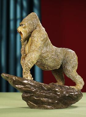 业黄铜AUW大猩猩金刚装桌面摆件客家居办公室商铺饰品开礼品铜厅