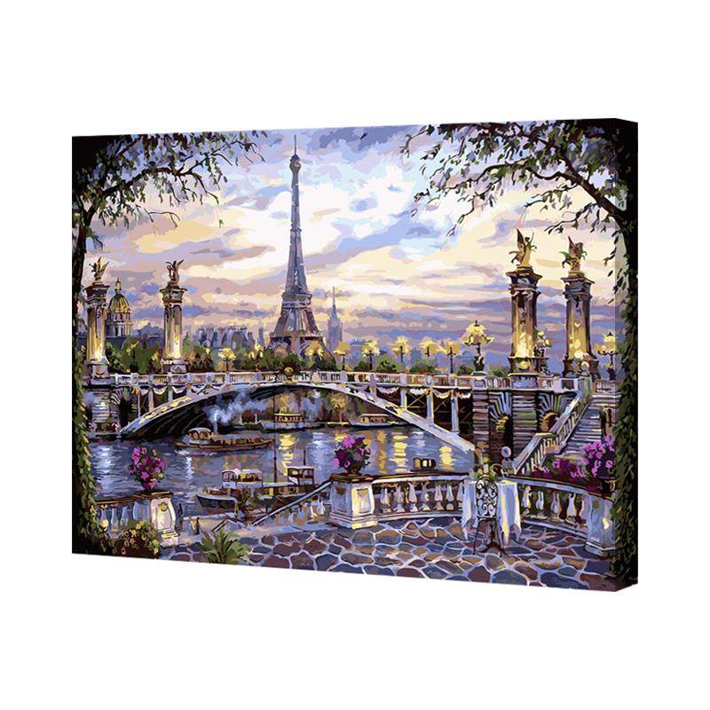 AL6易LTF画卓diy数字油风景挂涂画手绘画画填充色手工油彩画填色