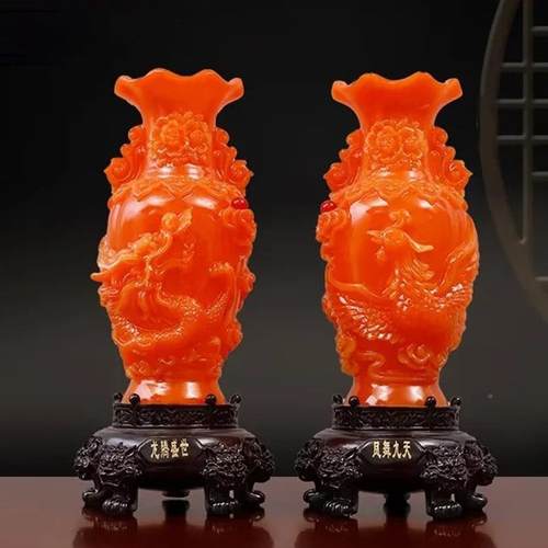 富贵龙新凤花瓶6518摆件式一对新中家居客厅乔电视柜装饰房迁新居