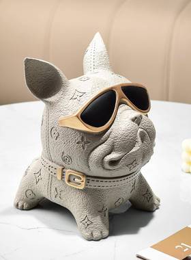 皮客纹狗装品摆件纸巾盒高级777感厅卧室大法斗饰犬摆饰气搬家礼