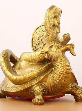 黄铜玄摆武件四方龙神兽341家居玄摆件金钱武龟家居装饰铜器