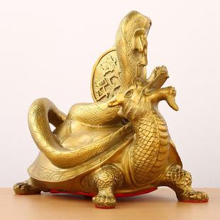 黄铜玄摆武件四方龙神兽341家居玄摆件金钱武龟家居装 饰铜器