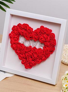 相VRA创意i手y工相框摆台爆款情人节主题d纸花影盒框摆件订婚礼物