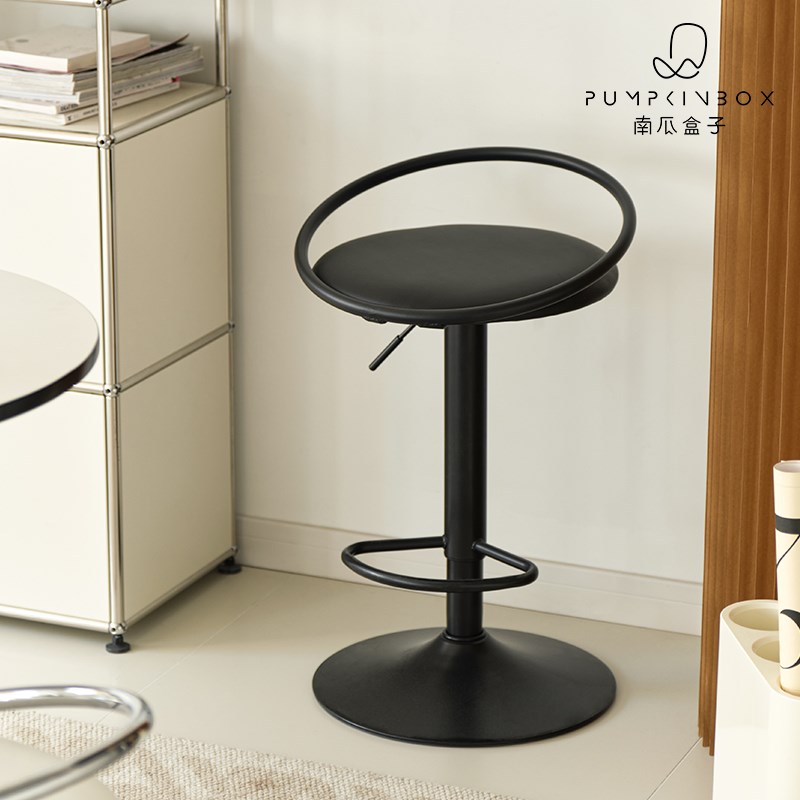 可升降高脚凳靠背现代简约u铁艺吧台椅家用吧凳咖啡厅前台酒吧椅