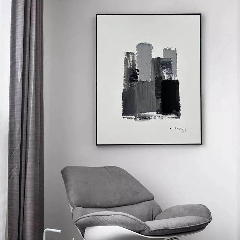 纯手厚画肌理绘油立体抽玄象客厅装饰画FVB轻奢大幅落地画餐厅关