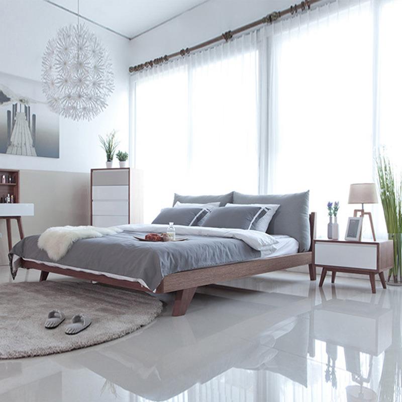 厂家直实木欧床主卧婚5床北原木1.m1.8米销CF02#双人床现代简约布