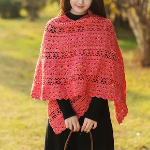 苏苏姐花涧披肩家DI披Y编织在钩针FJK衣家服毛线团肩自制材料包